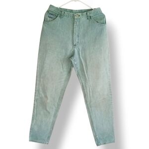 Wrangler Light Green Straight Leg Jeans Distressed Retro High Waist Mint Medium